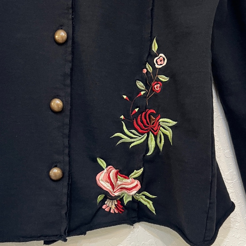 RXB Embroidered Boho Floral Raw Edge Cotton Jacket - Picture 2 of 11